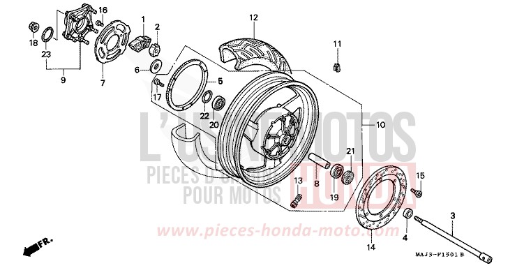 ROUE ARRIERE (ST1100A) de Pan-European ABS CANDY WINE BERRY RED-U (R114) 1998
